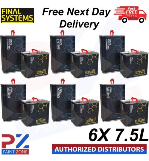 6X FINAL SYSTEMS ULTIMATE CLEARCOAT LACQUER WITH EXTRA FAST HARDENER 7.5LTR KIT